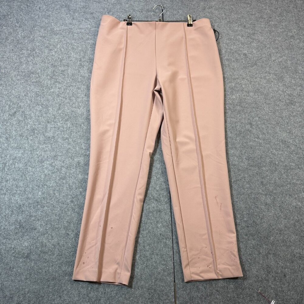 Nicole Miller New York Pants Women's Large Beige Nylon Stretch Mid Rise Slim Fit